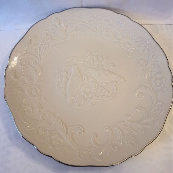 Vintage Mint Lenox China Collectors Anniversary Plate w/Lovebirds & Silver Trim - Picture 5 of 6